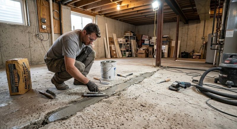 Cracked Basement Floor Repair in Ormond Beach, FL